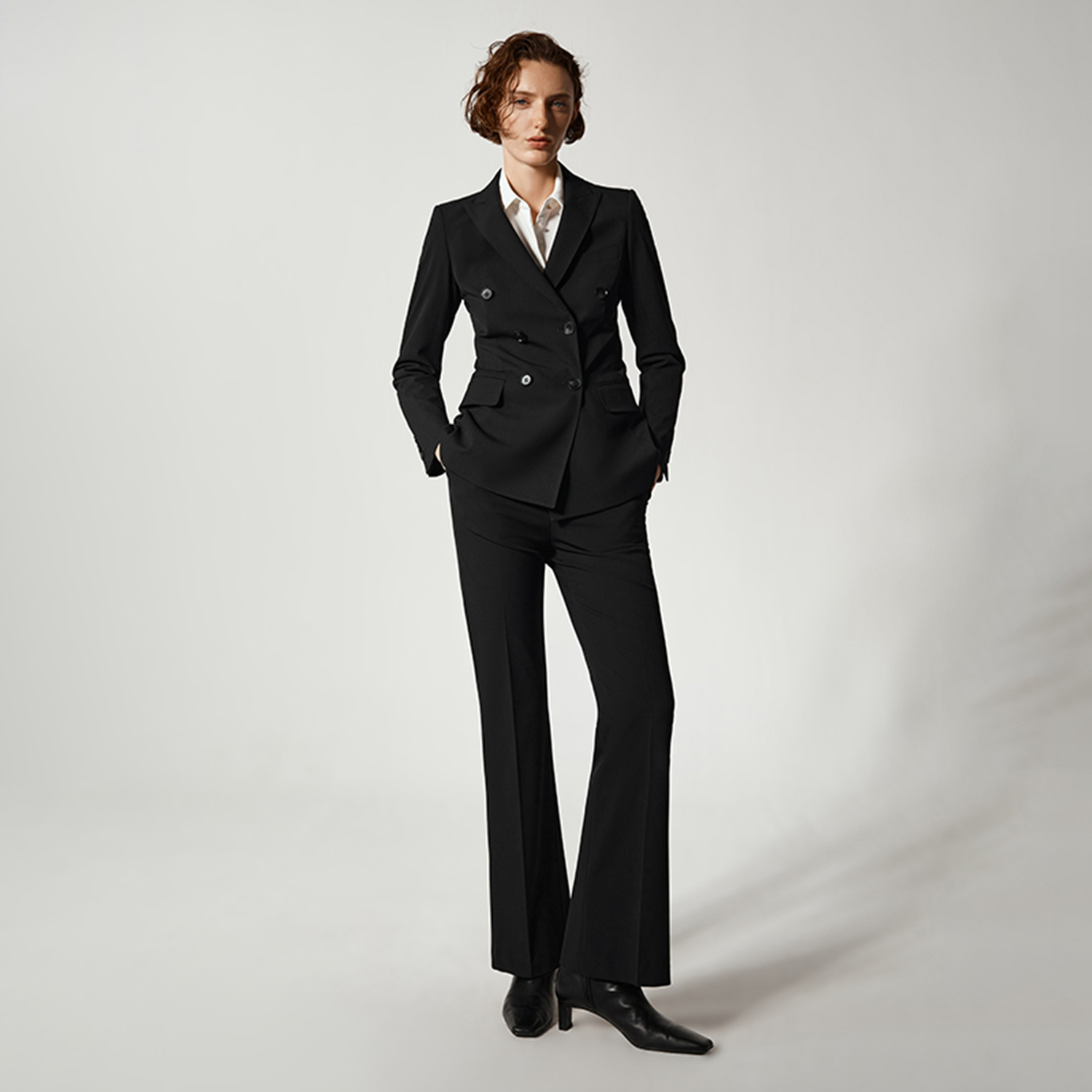 Double Breasted Blazer - Allingentle النساء Pantsuit 2 قطعة مجموعة