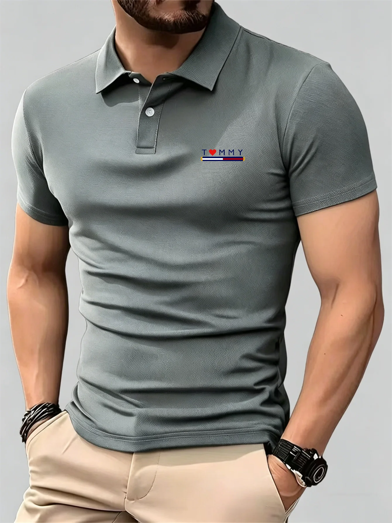 Men Formal Wear Pinterest - قميص بولو جديد بأكمام قصيرة وأزرار