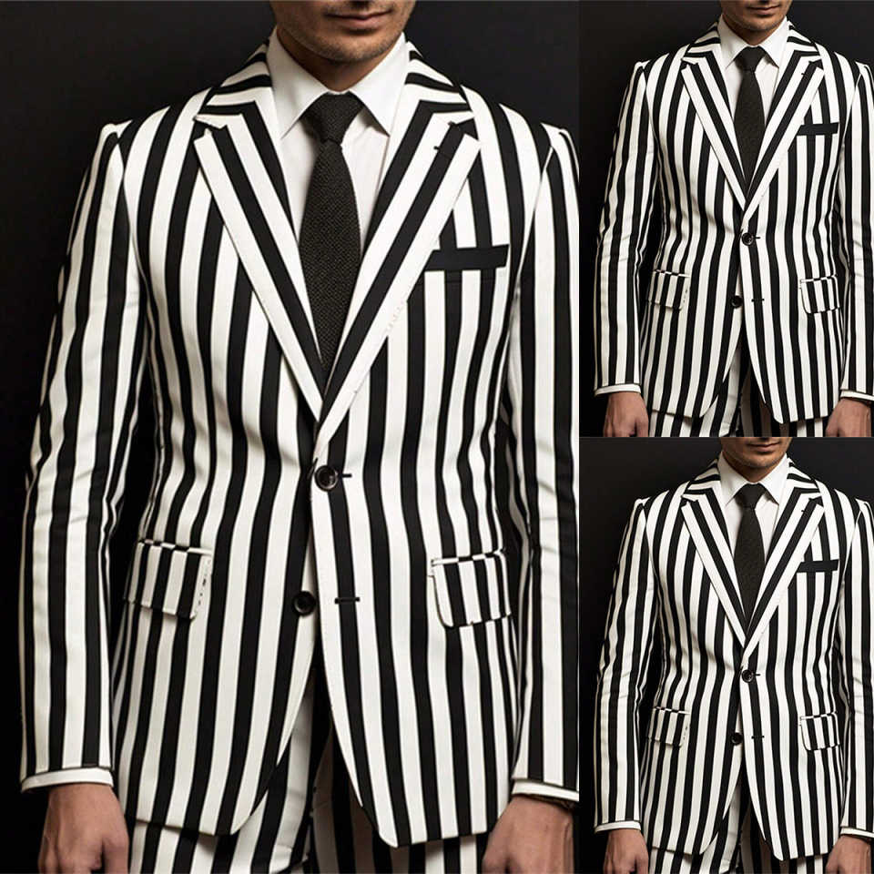 Men'S Holiday Formal Wear - بدلة رجالية مخططة أنيقة للربيع، مناسبة