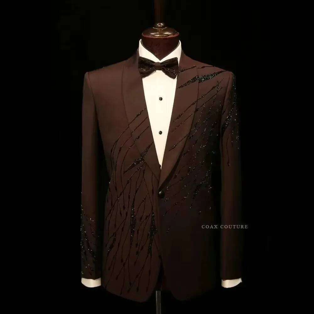 Men Formal Wear Brown - بدلة رجالية رسمية فاخرة باللون البني