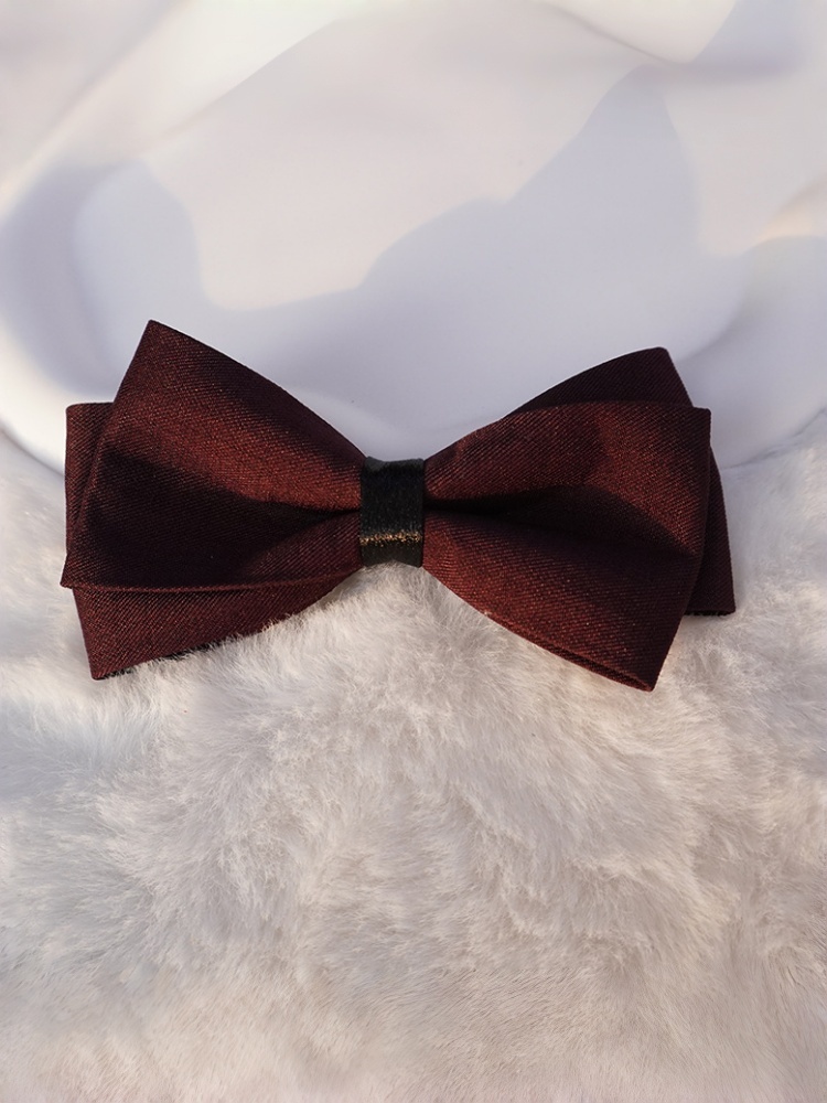 Men'S Formal Wear Bow Ties - ربطة عنق مزدوجة الطبقات بلون بورجوندي