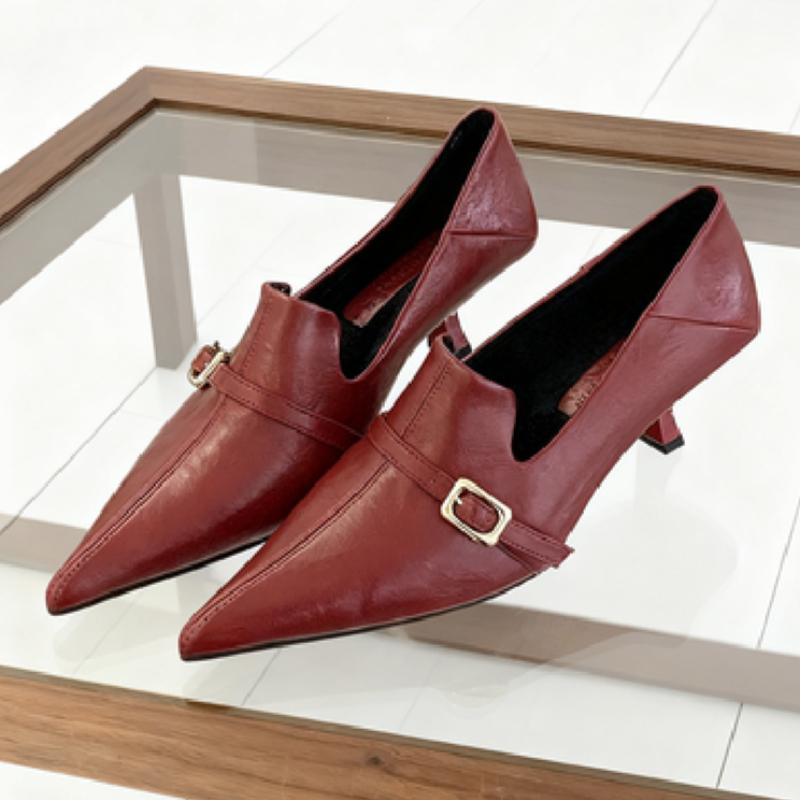 Formal Belt Leather Thin - أنيقة هريرة كعب النساء مضخات حزام