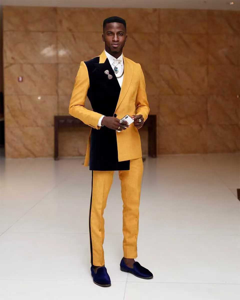 Formal Wear For Men Yellow - أسود أصفر الرجال البدلة مجموعة 2