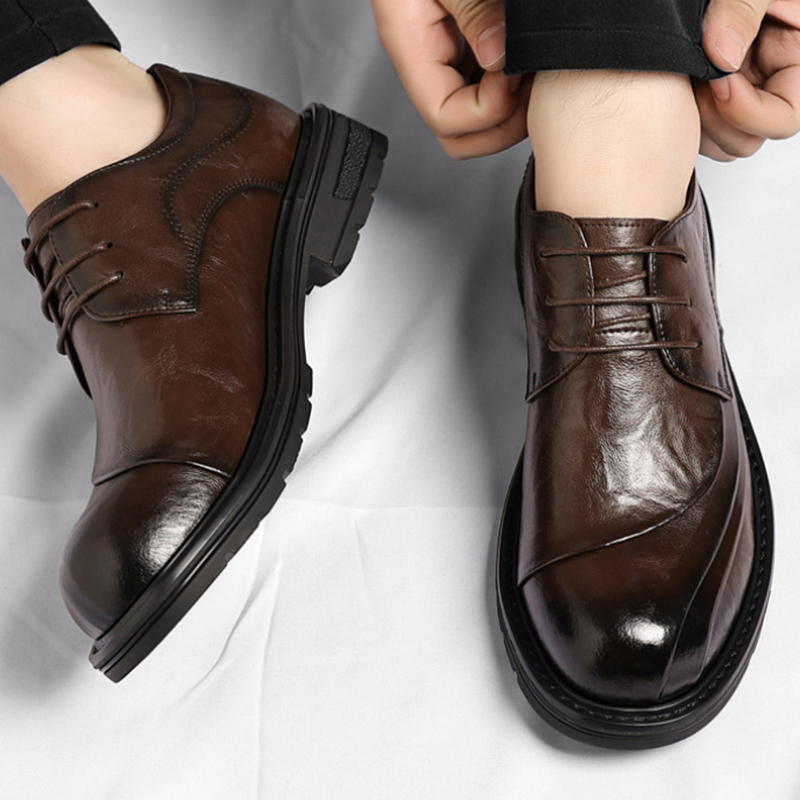 Men Formal Wear Brown - أحذية رسمية من الجلد الطبيعي المصقول