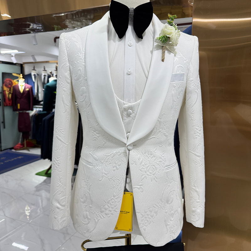 Men'S Formal Wear In Wedding - بدلة زفاف رجالية بيضاء من 3