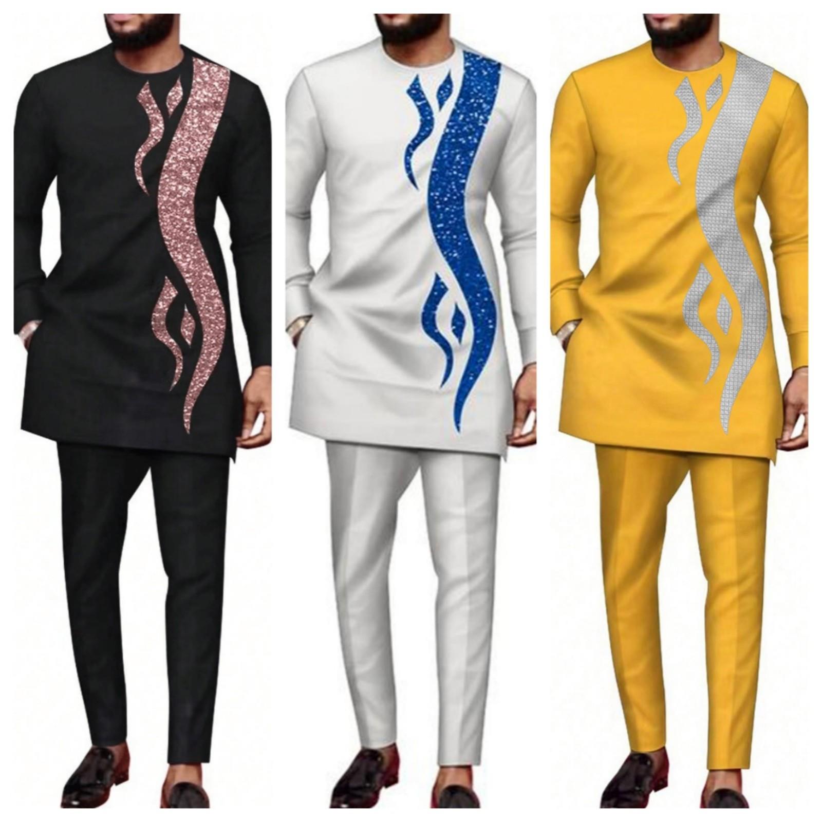 Men'S Formal Ethnic Wear - بدلة رجالية مطرزة بأكمام طويلة وقميص