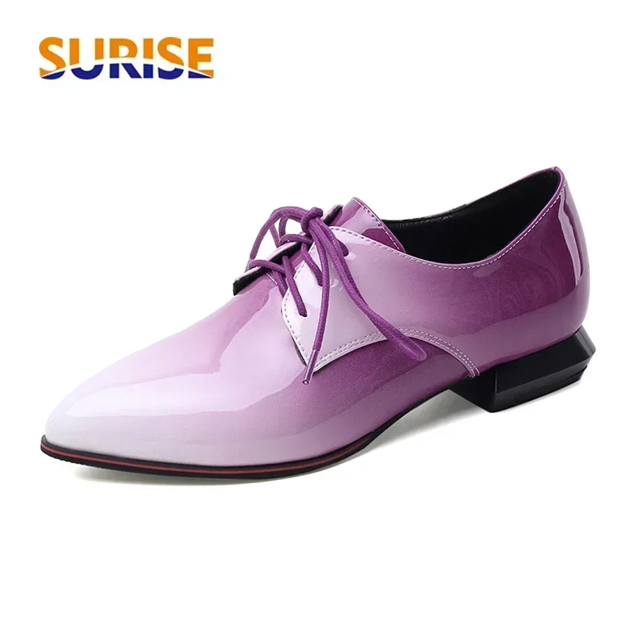 Patent Leather Oxford - المرأة البريطانية أوكسفورد التدرج الأحمر الأرجواني