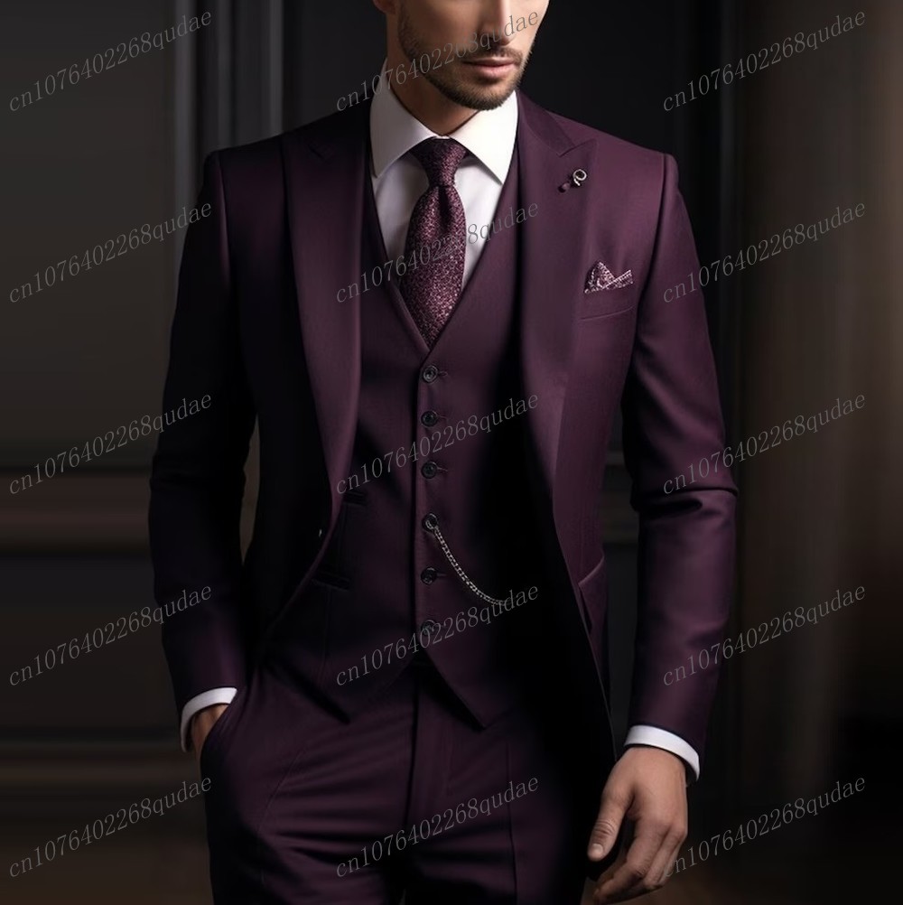 Men Formal Wear Purple - بدلة رجالية رسمية باللون الأرجواني الداكن