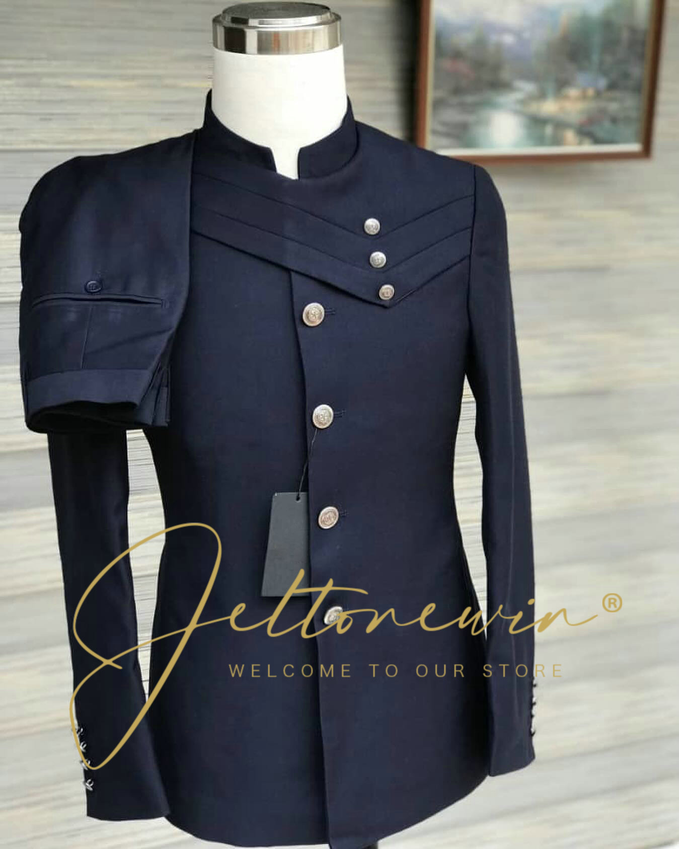 Men'S Formal Wear In Wedding - طقم بدلة رجالي باللون الأزرق الداكن