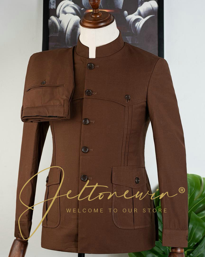 Men Formal Wear Brown - بدلة رجالية بنية مكونة من قطعتين