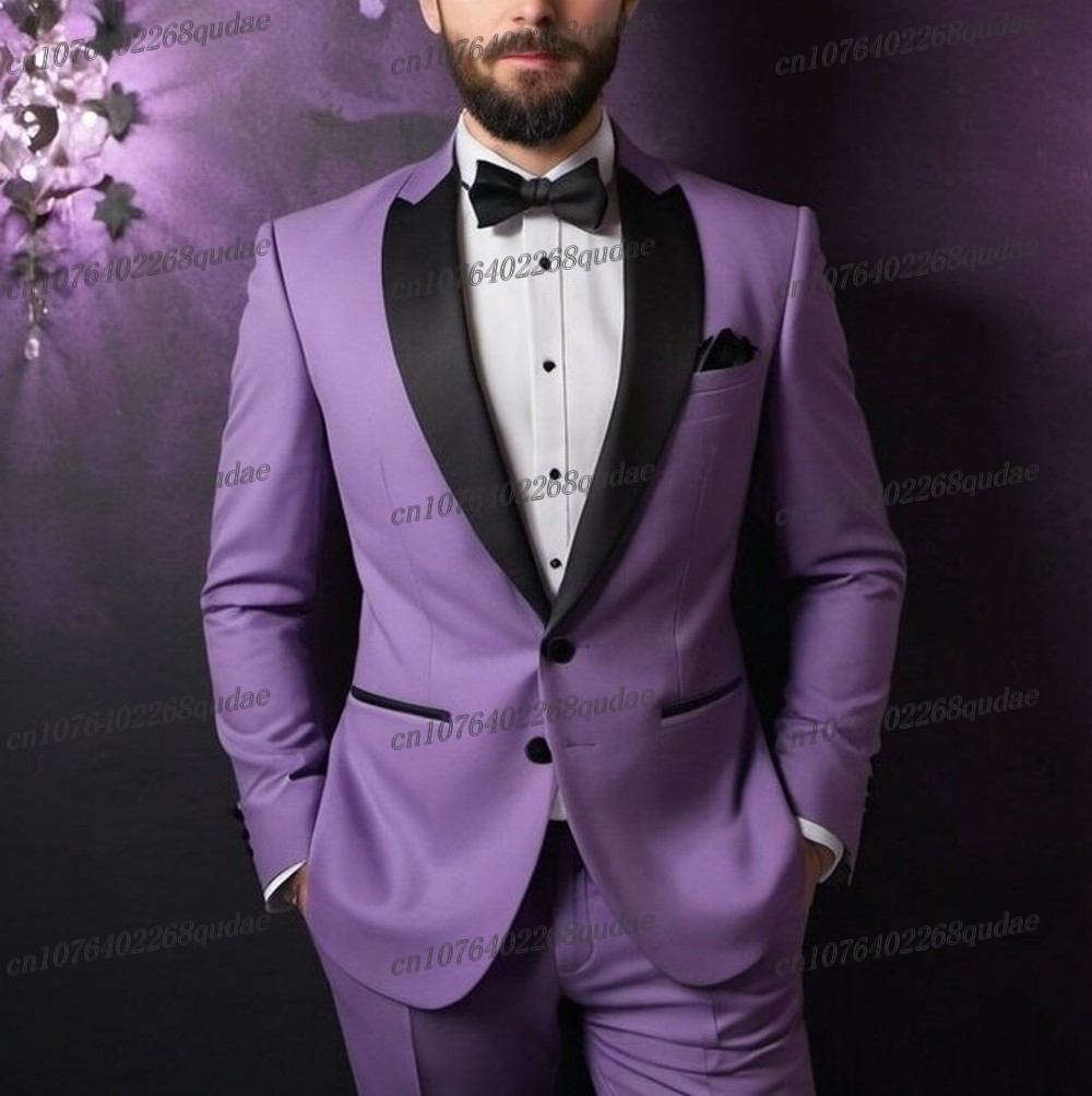 Men Formal Wear Purple - أسود طوق الضوء الأرجواني الرسمي الرجال