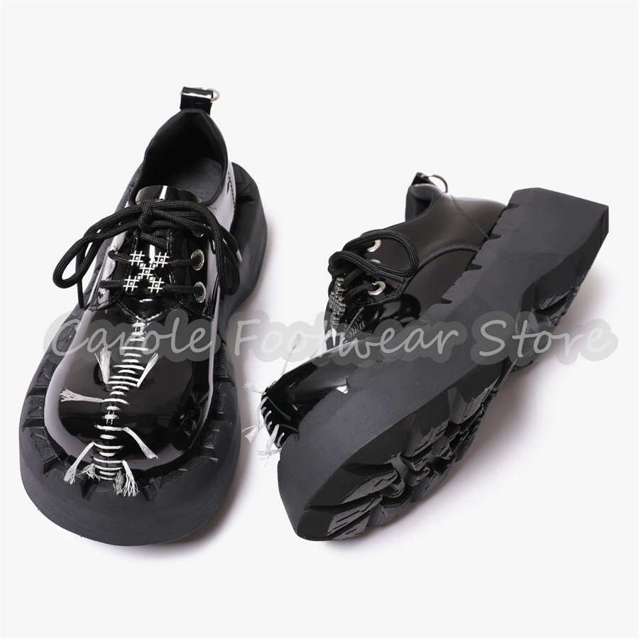 Patent Leather Oxford - أحذية رجالية بنعل سميك لزيادة الطول،