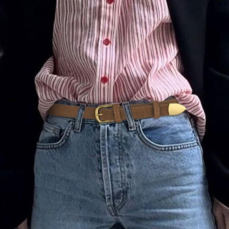 Formal Belt Leather Thin - حزام جلدي رفيع مع مشبك دبوس،