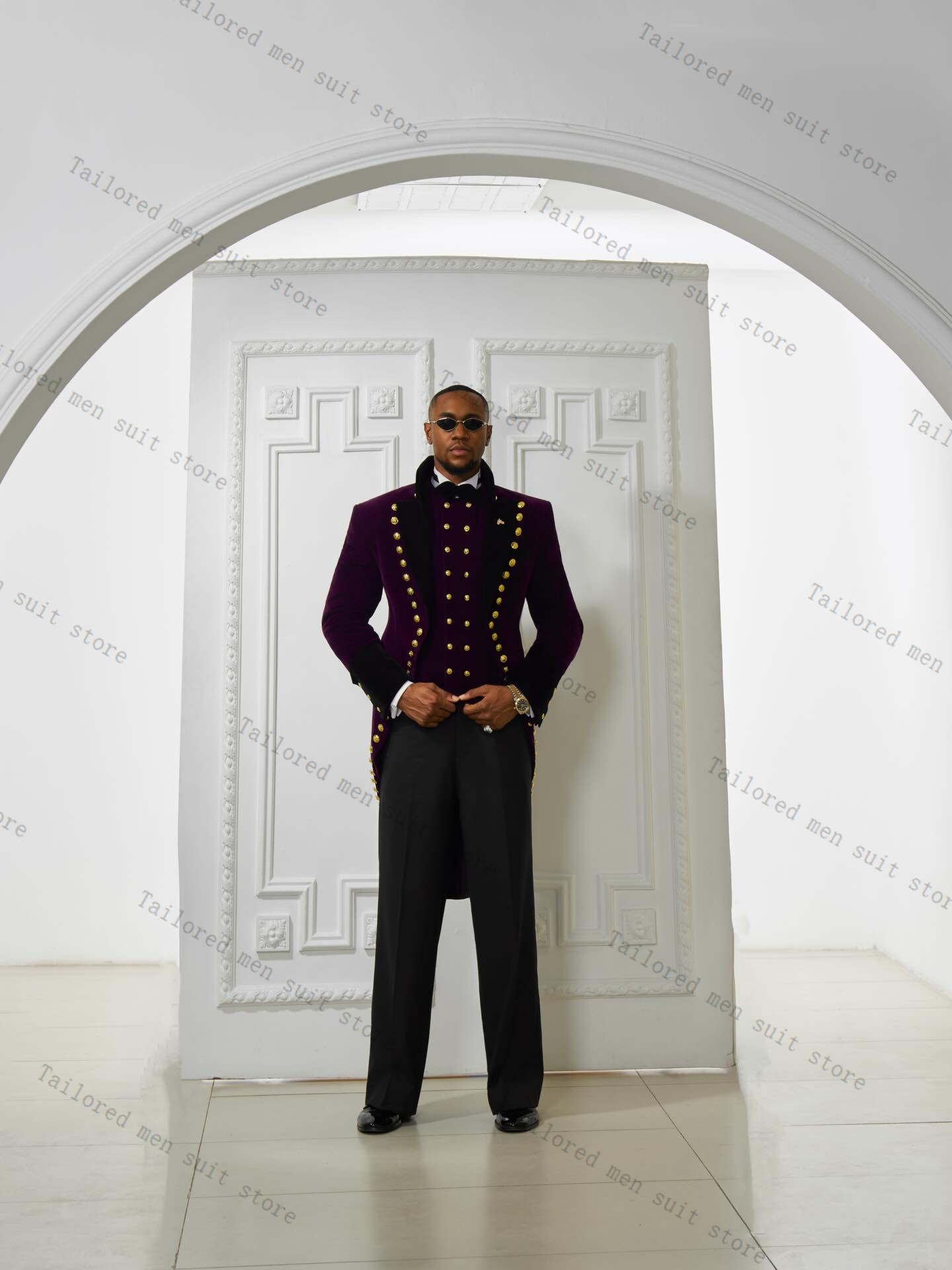 Men Formal Wear Purple - الأرجواني الرجال الدعاوى فستان أطفال مع