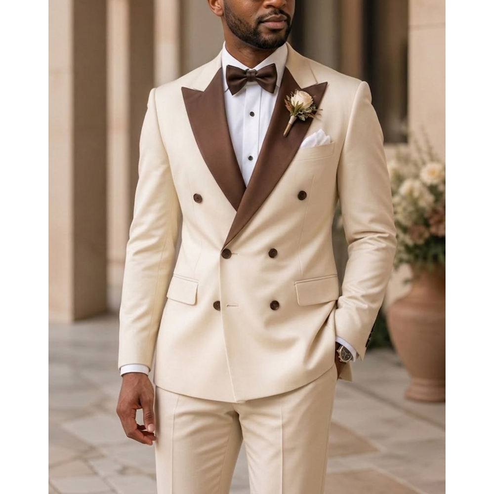 Men'S Formal Wear In Wedding - بدلة توكسيدو رجالية مزدوجة الصدر بتصميم