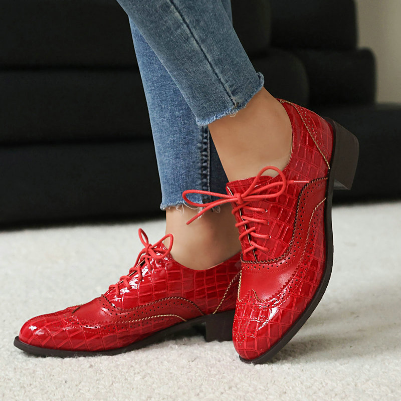 أحذية أكسفورد نسائية بنقشة حجر - مراجعة Patent Leather Oxford وسعره