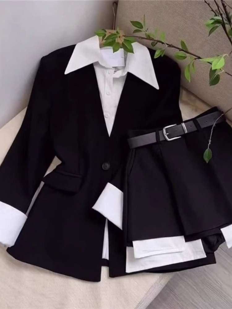 طقم تنورة نسائي من قطعتين، ستر - مراجعة Double Breasted Blazer وسعره