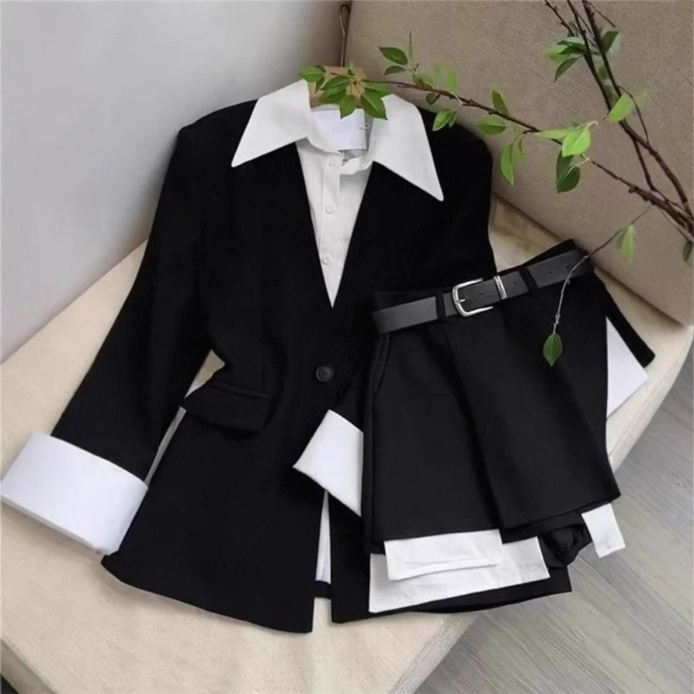 طقم تنورة نسائي من قطعتين، ستر - مراجعة Double Breasted Blazer وسعره