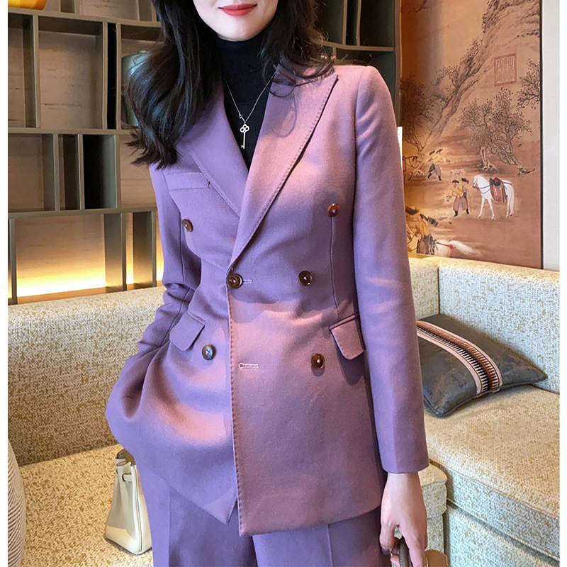 بدلة نسائية أرجوانية من Alling - مراجعة Double Breasted Blazer وسعره
