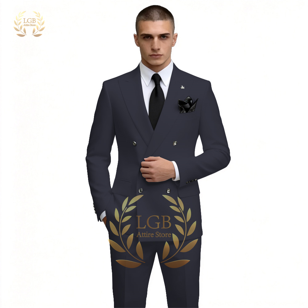 بدلة رجالية بيضاء مزدوجة الصدر - مراجعة Men Formal Wear For Dinner وسعره