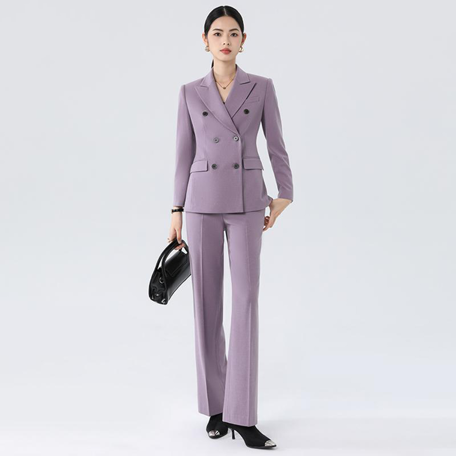 بدلة نسائية أرجوانية من Alling - مراجعة Double Breasted Blazer وسعره