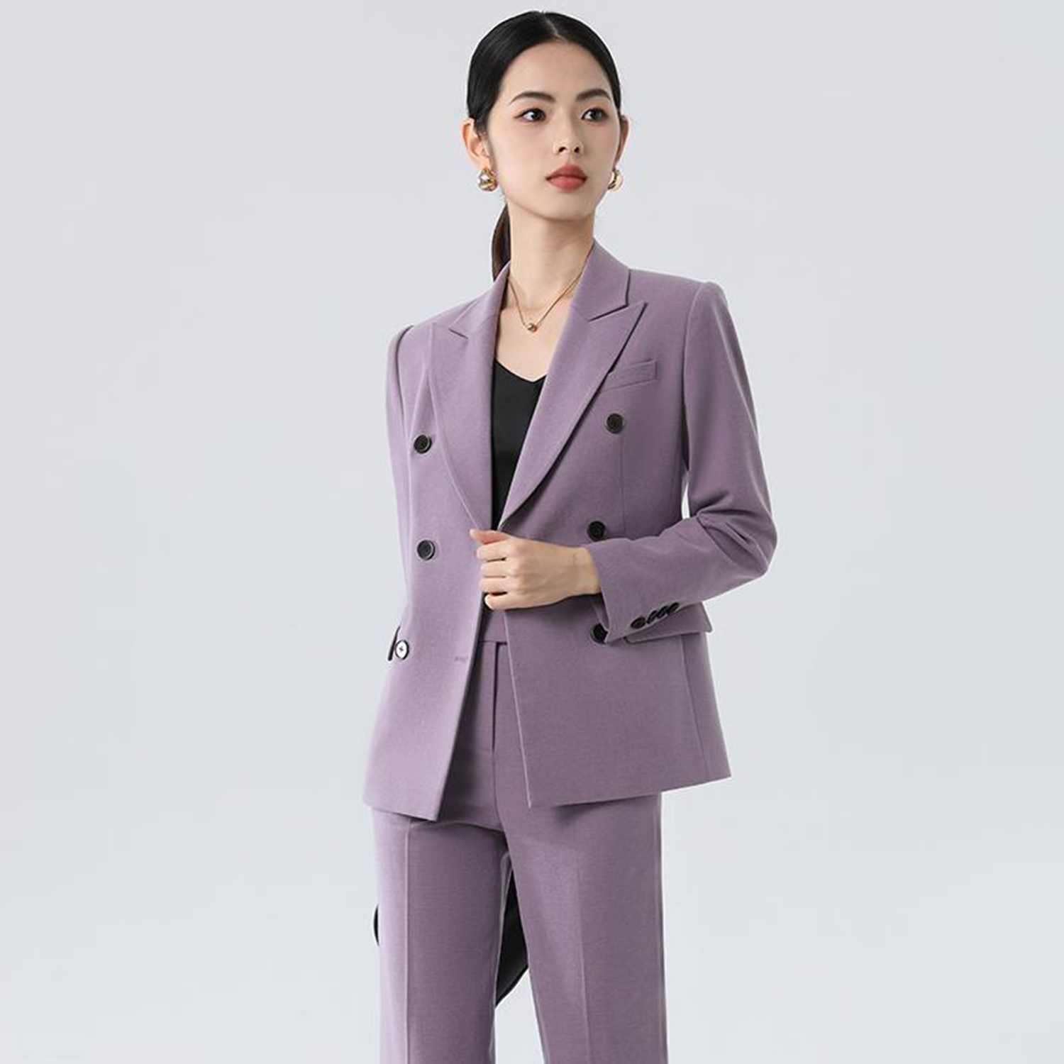 بدلة نسائية أرجوانية من Alling - مراجعة Double Breasted Blazer وسعره