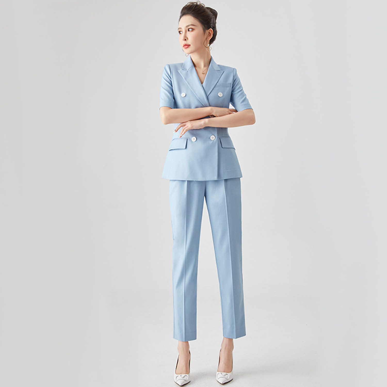 بدلة نسائية أنيقة من Allingent - مراجعة Double Breasted Blazer وسعره