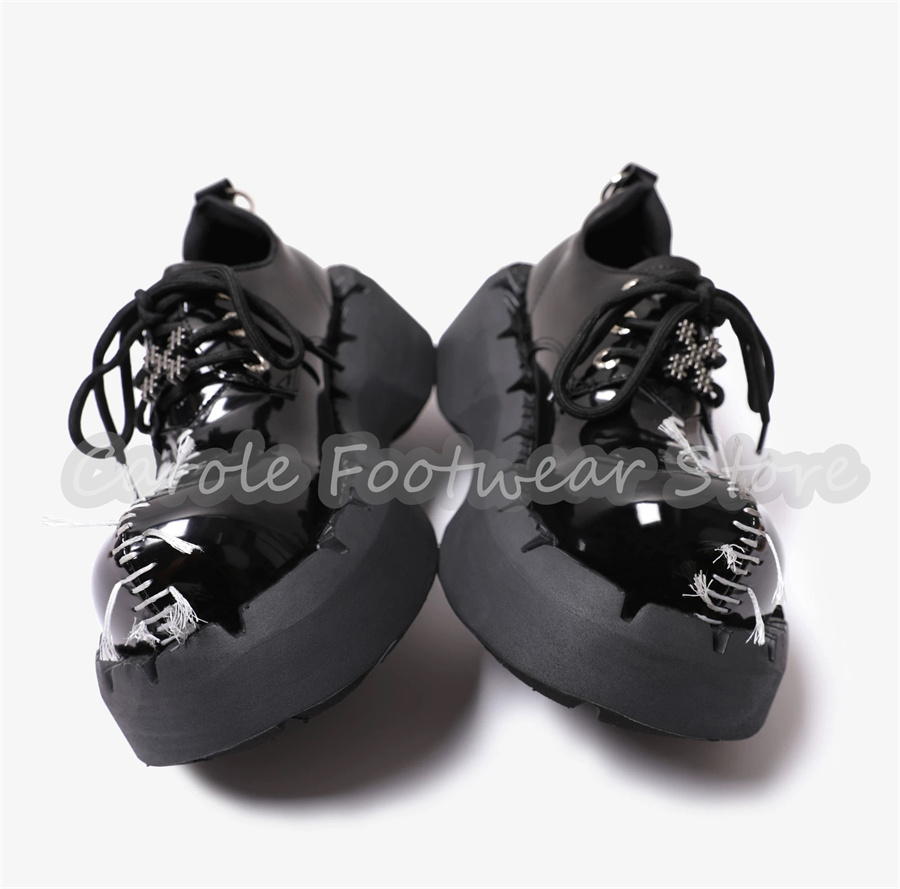 أحذية رجالية بنعل سميك لزيادة  - مراجعة Patent Leather Oxford وسعره