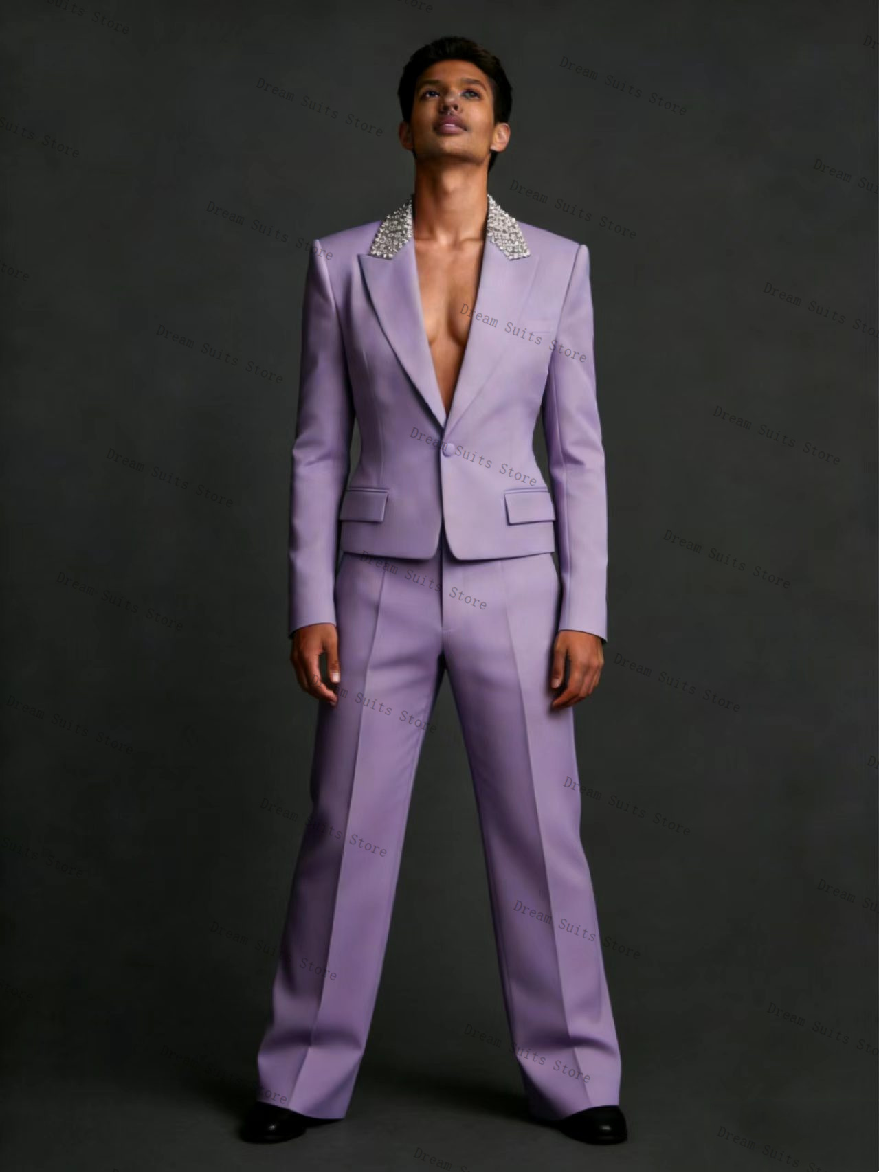 طقم بدلة رجالي كريستالز من قطع - مراجعة Men Formal Wear Purple وسعره