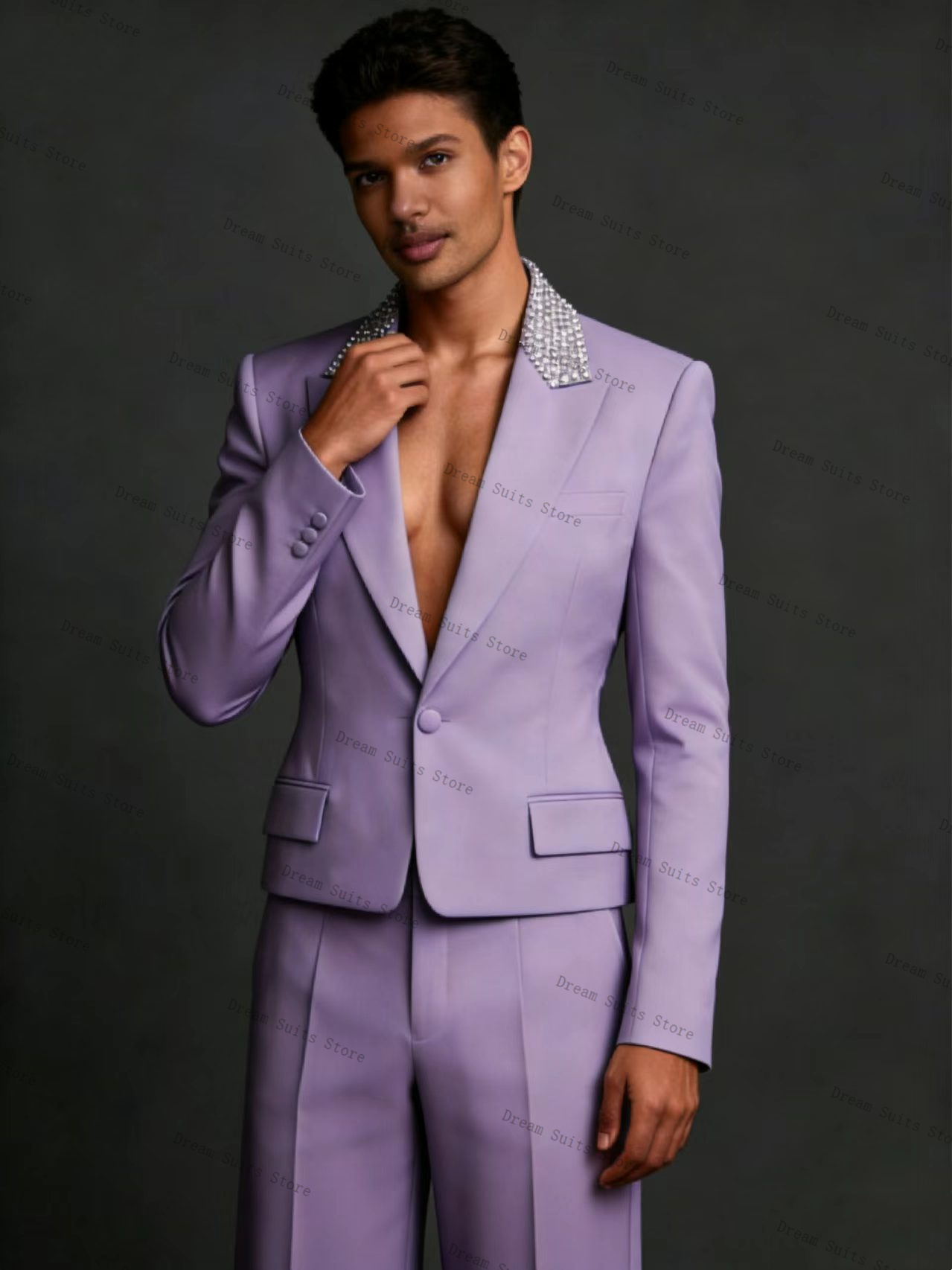 طقم بدلة رجالي كريستالز من قطع - مراجعة Men Formal Wear Purple وسعره
