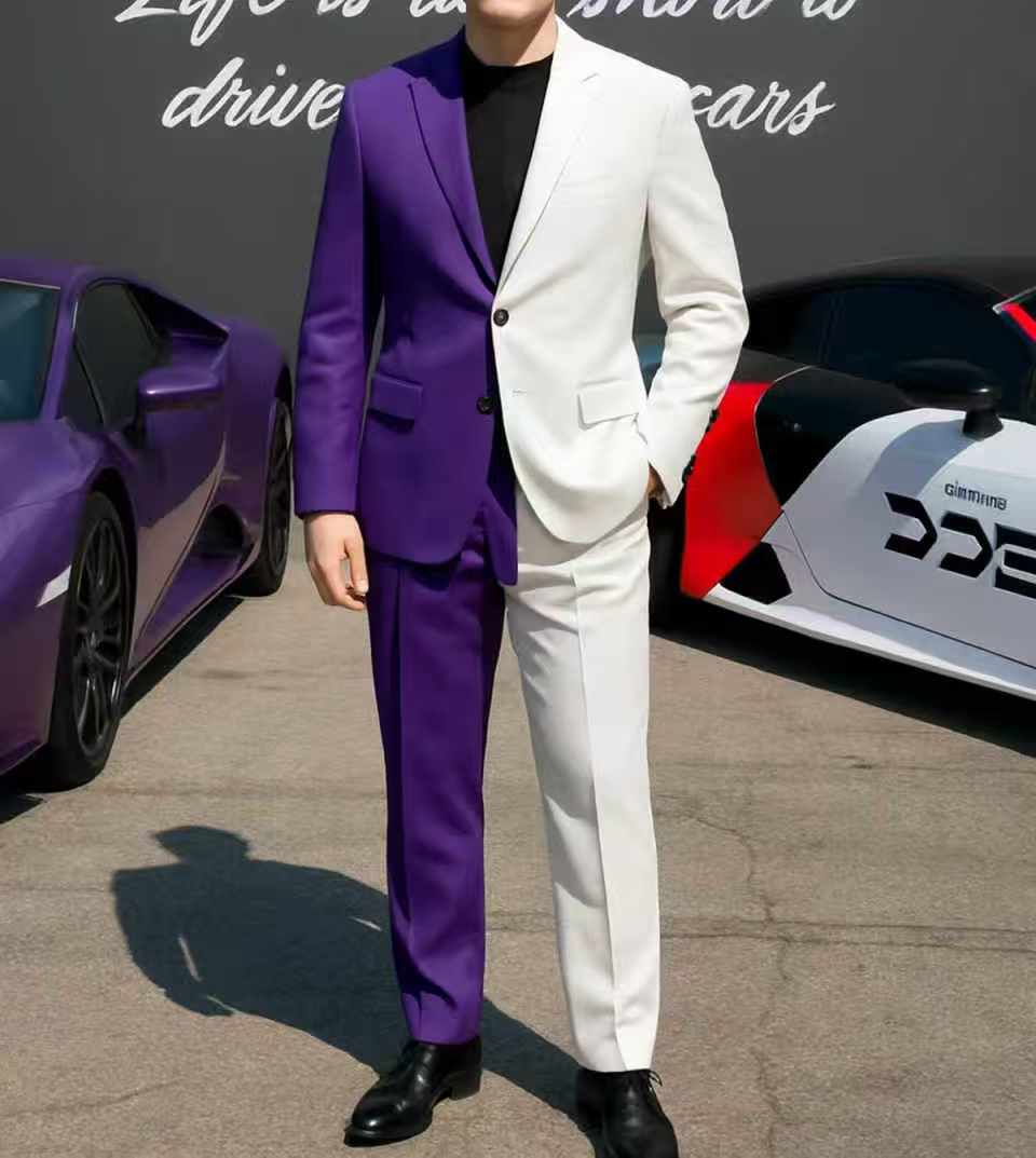 الأرجواني الأبيض الرجال البدلة - مراجعة Men Formal Wear Purple وسعره
