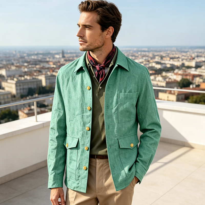جاكيت رجالي كتان عتيق بياقة مط - مراجعة Men Formal Wear Office وسعره