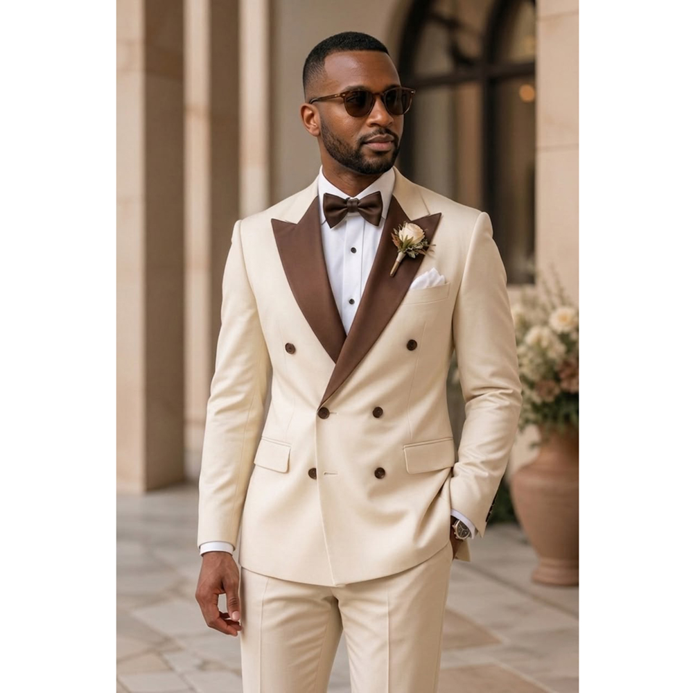 بدلة توكسيدو رجالية مزدوجة الص - مراجعة Men'S Formal Wear In Wedding وسعره