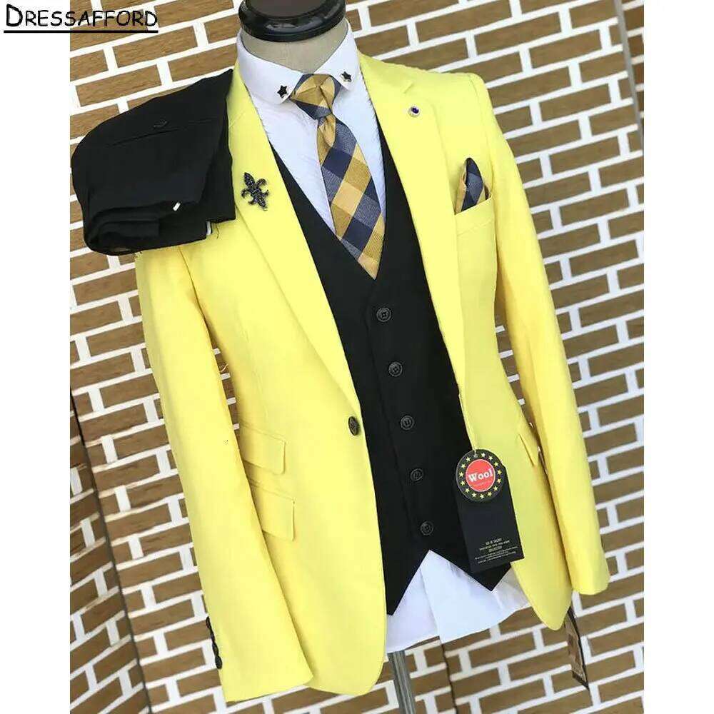 بدلة رجالية أنيقة صفراء للأعما - مراجعة Formal Wear For Men Yellow وسعره